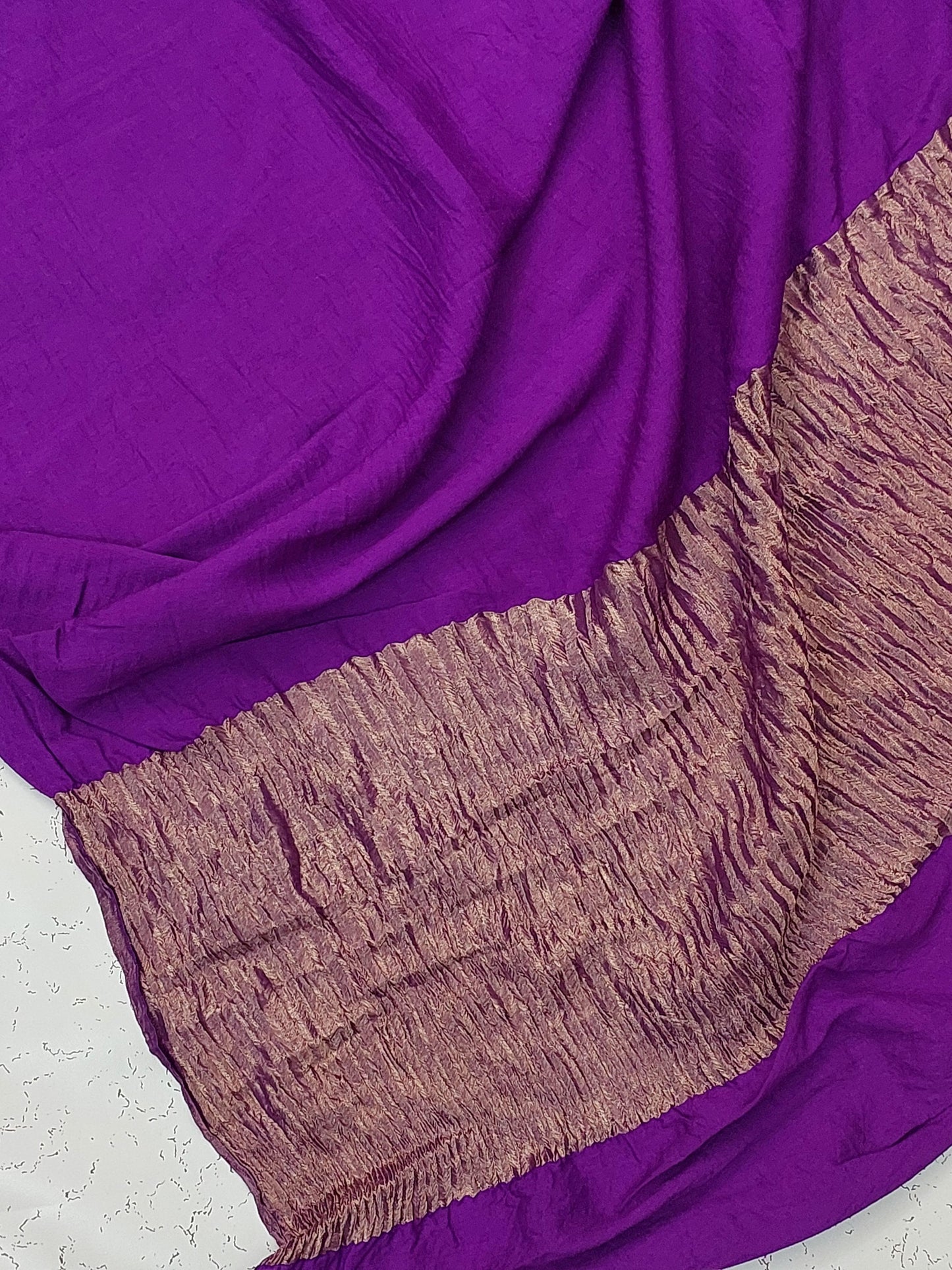 Banarasi Pure Moonga silk saree with crush pallu- Purple