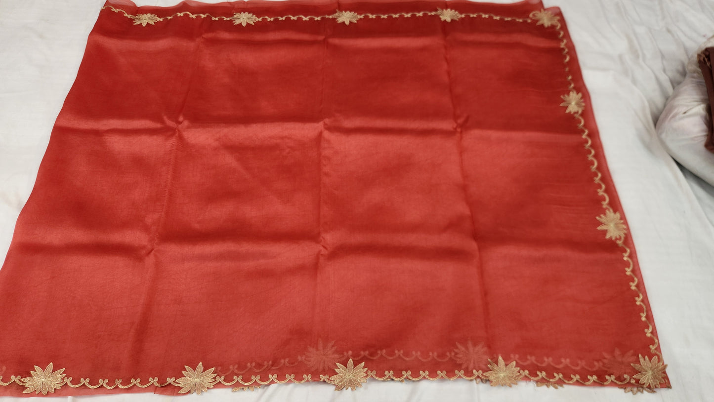 Banarasi pure chickenkari organza silk saree