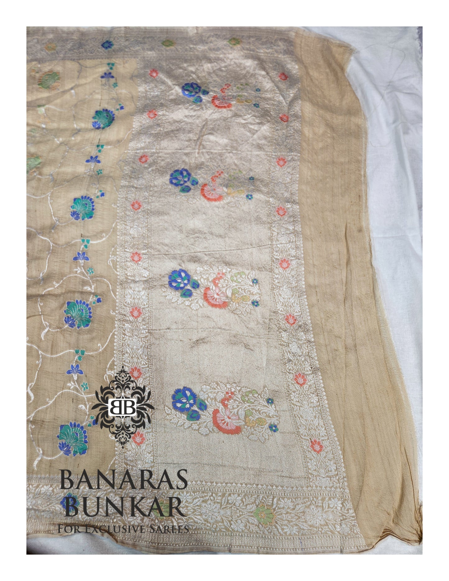 Banarasi Handloom Pure Khaddi Paithani Tussar Georgette Saree Weaving & Elegant Design