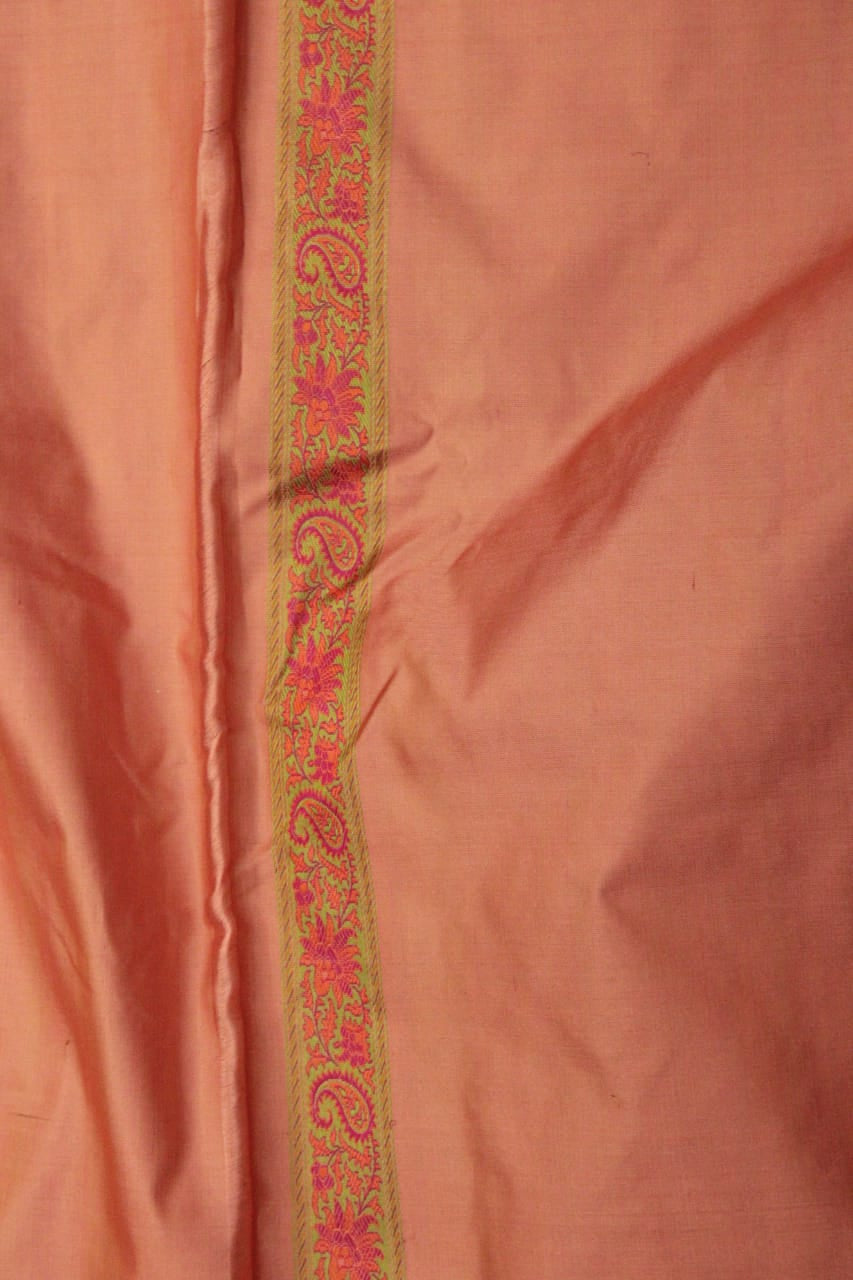Banarasi Pure kaduwa kataan Tanchoi silk saree - Peach
