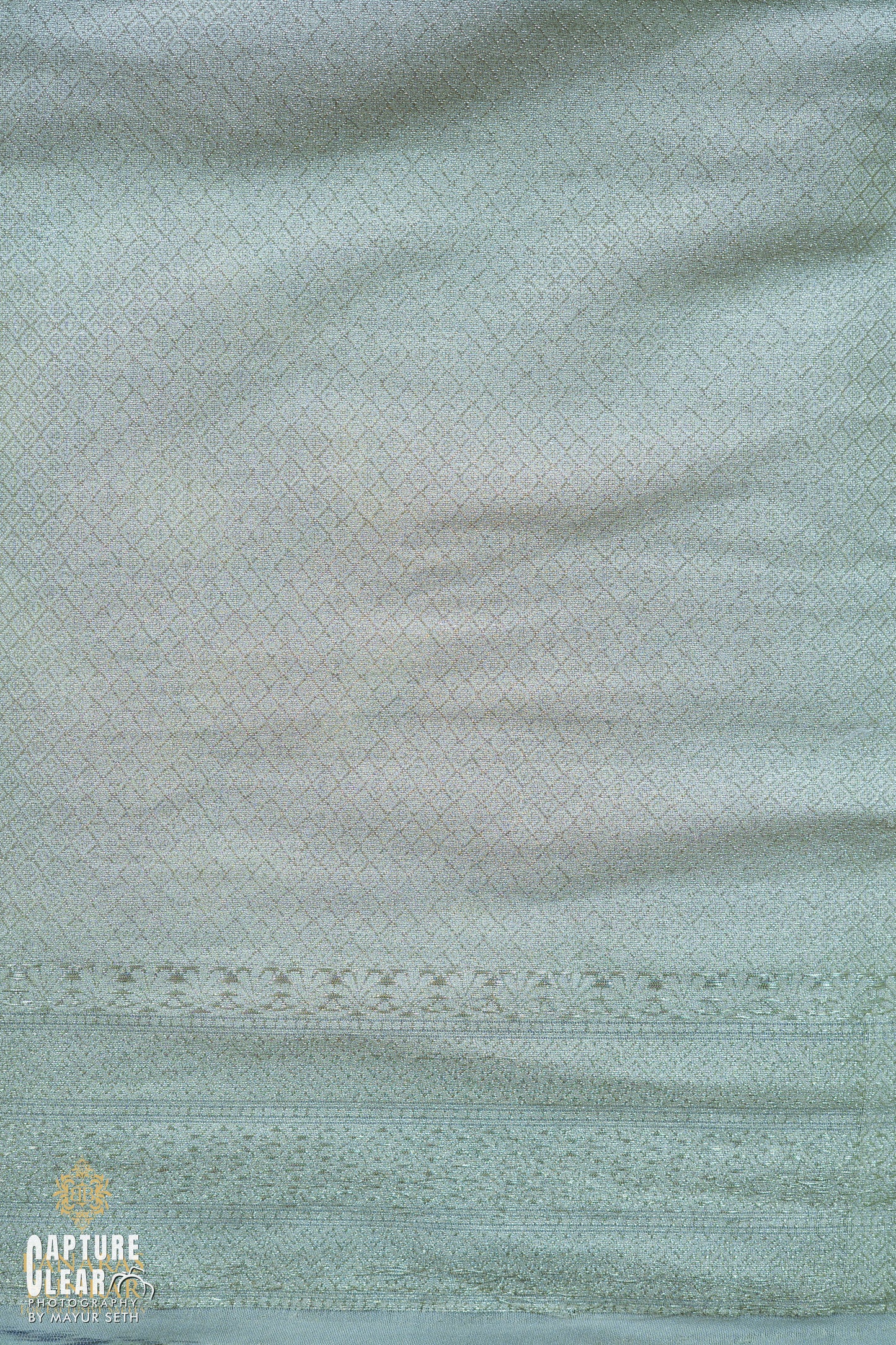 Banarasi Georgette silk saree Flower & Triangle adda with Alfi skirt border