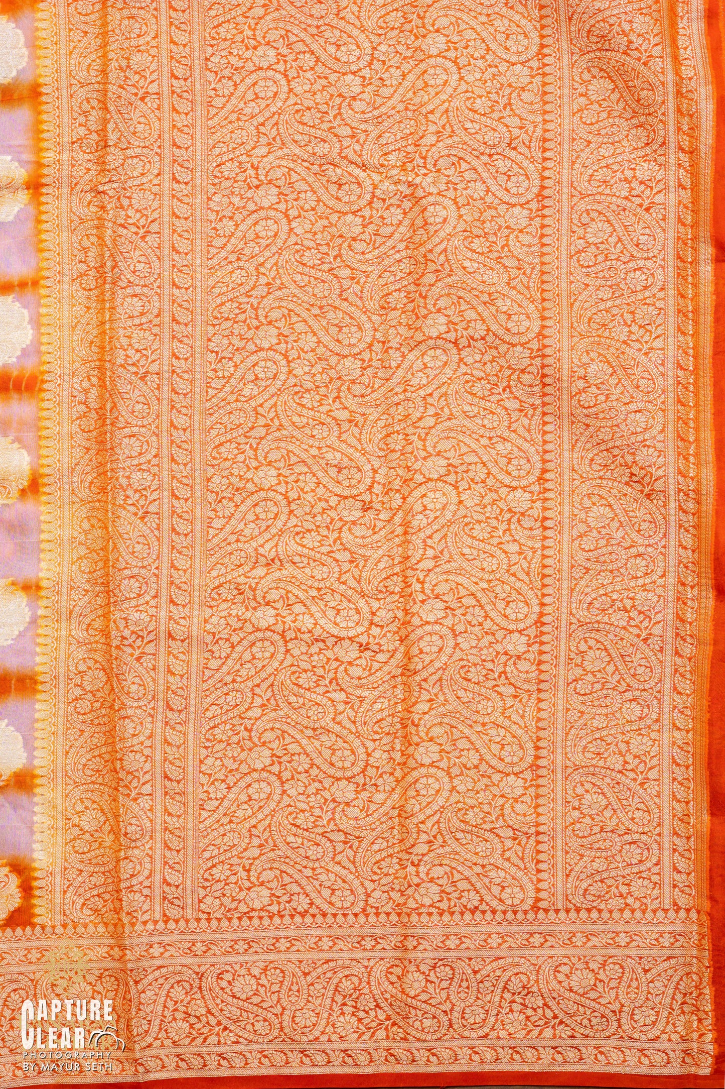 Banarasi Semi Shibori Georgette silk saree buta with Equal Border