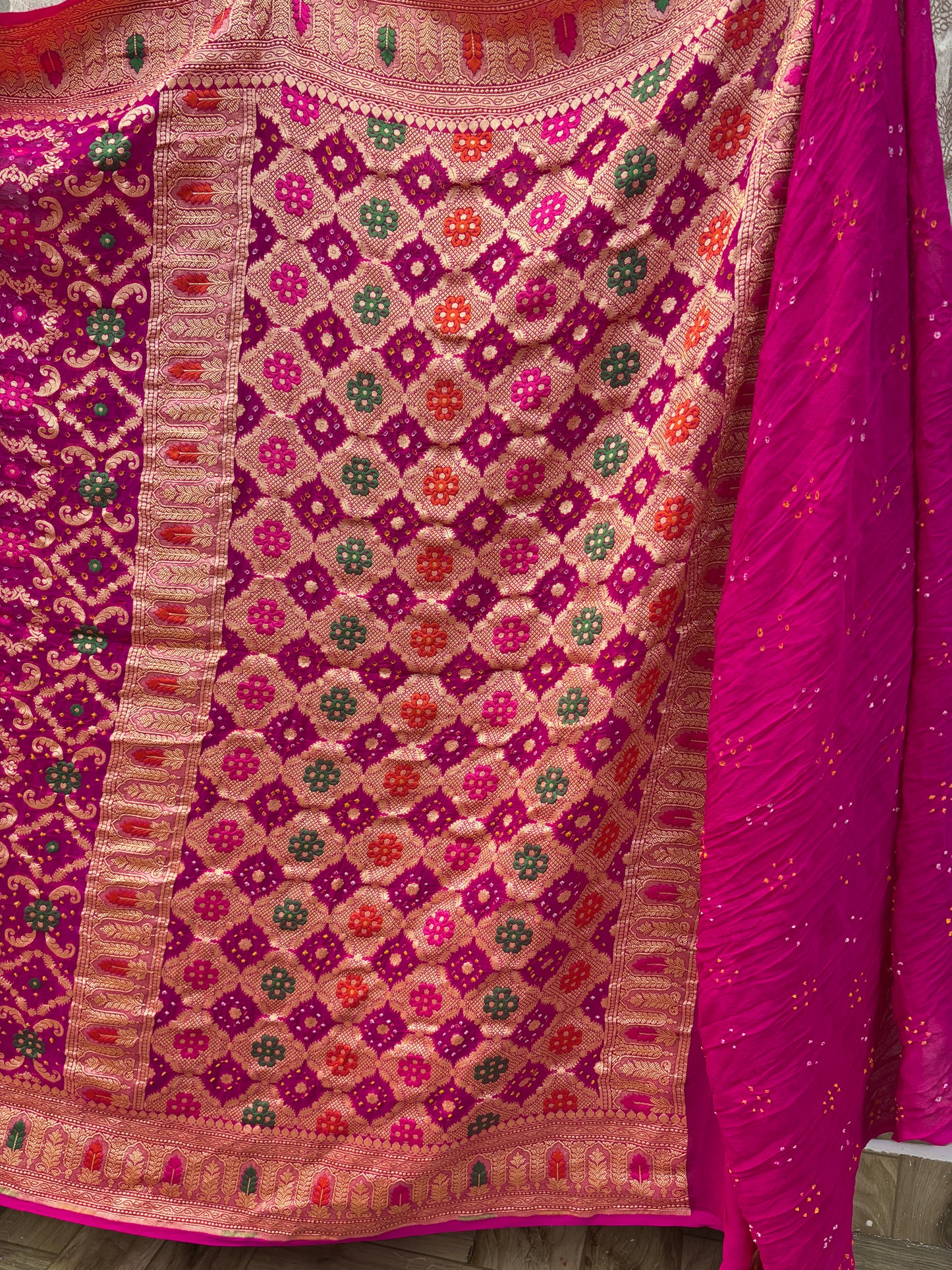 Banarasi handloom pure Bandhej Georgette saree