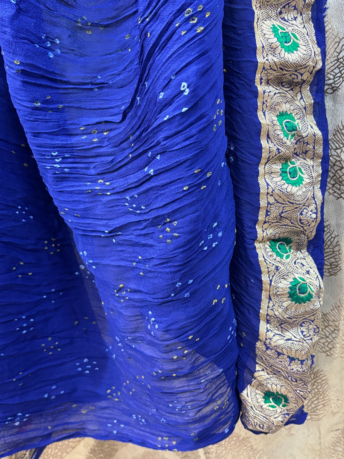 Banarasi handloom pure Bandhej Georgette saree - Nevi Blue