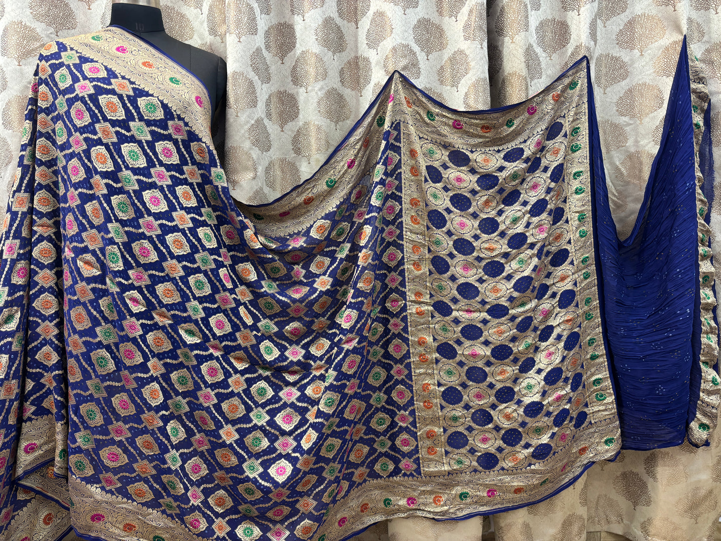 Banarasi handloom pure Bandhej Georgette saree - Nevi Blue