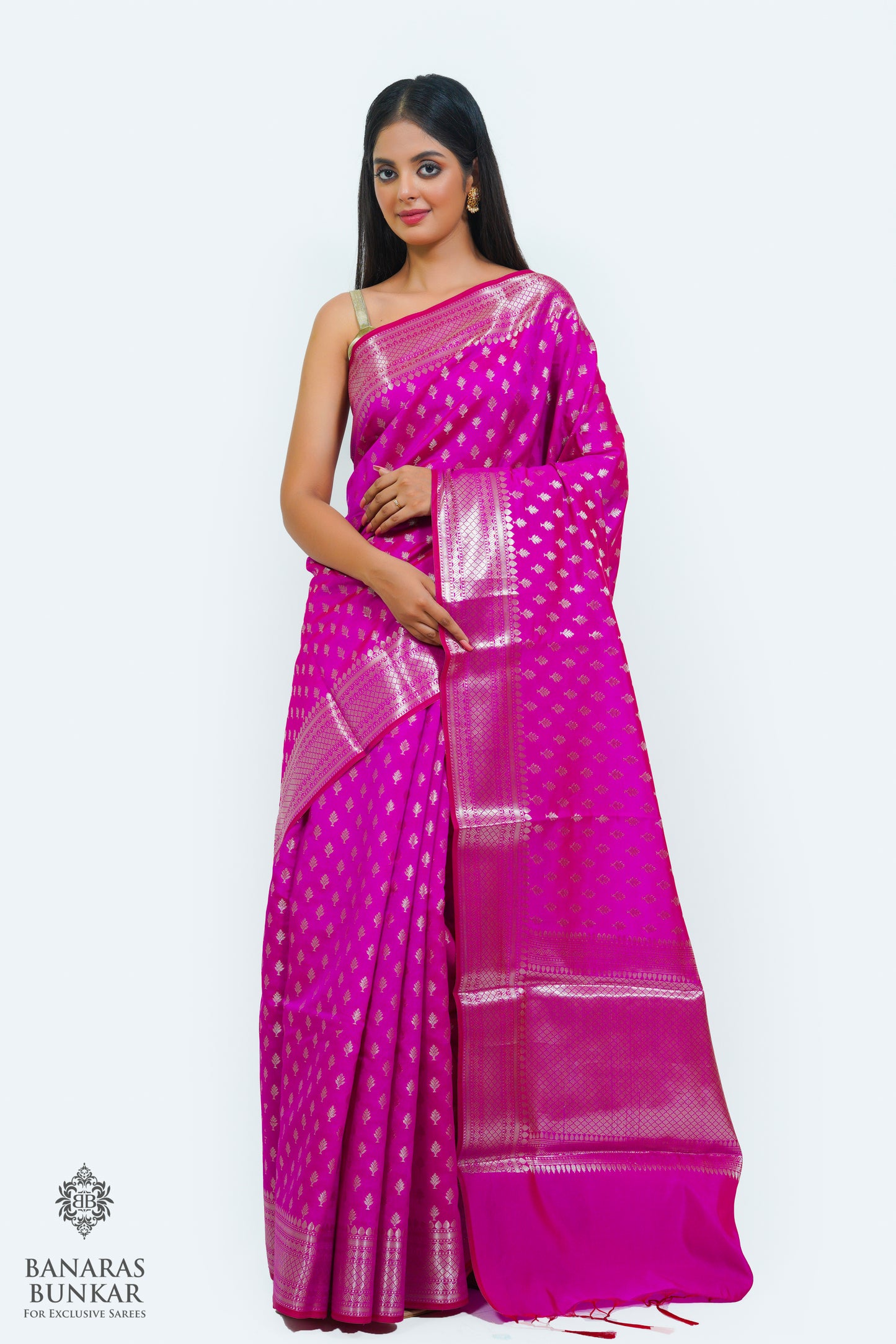 Banarasi semi katan Tapeta silk saree allover Buti design with equal T