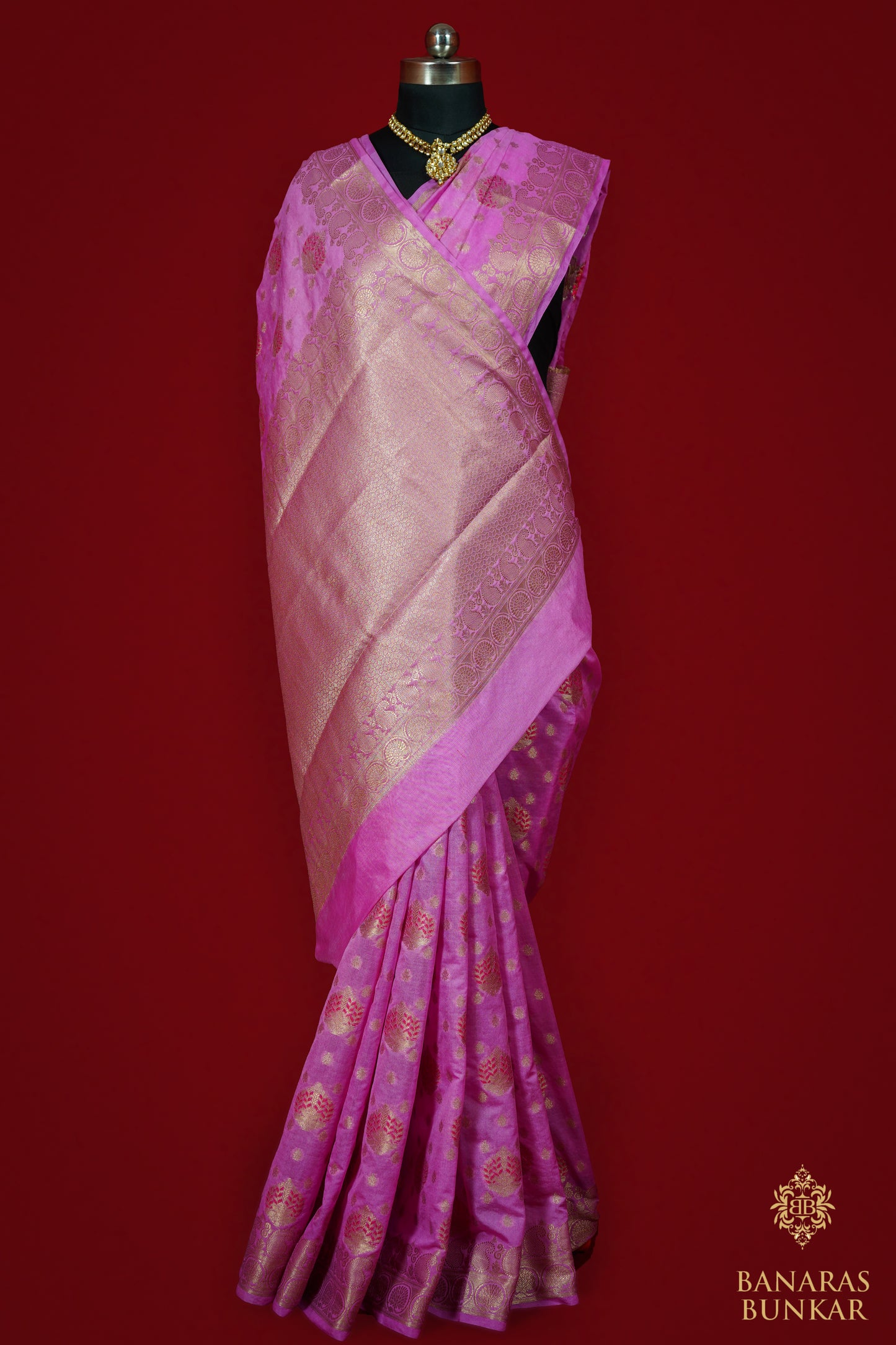 Banarasi Georgette silk saree cashew Nut Buti with skirt Border