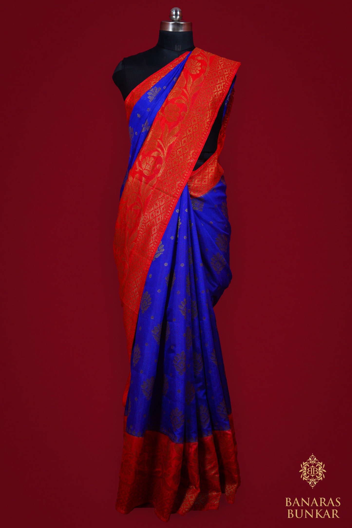Banarasi Semi Dupion silk saree Buta & Mini Buti with Skirt Border Pattern
