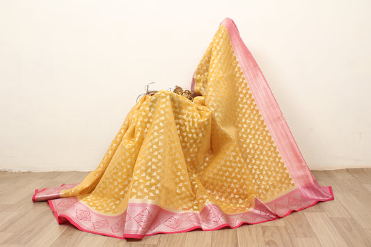 Handwoven Banarasi kora organza silk saree