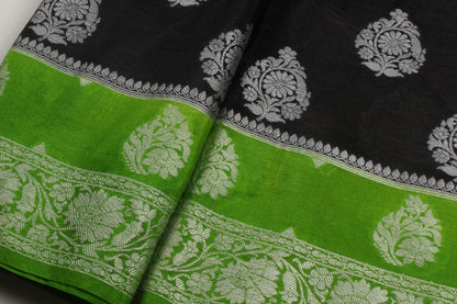 Banarasi Handwoven waam silk saree allover Buta Double Border