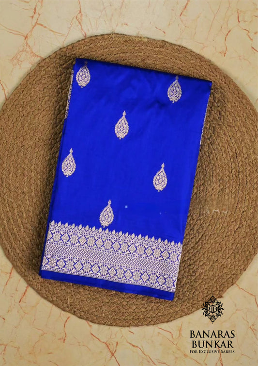 Banarasi handloom pure kadwa katan silk saree - royal blue