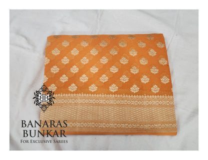 Banarasi Handloom Pure Khaddi Georgette Saree with Allover Buti & Water Zari Designer Pallu