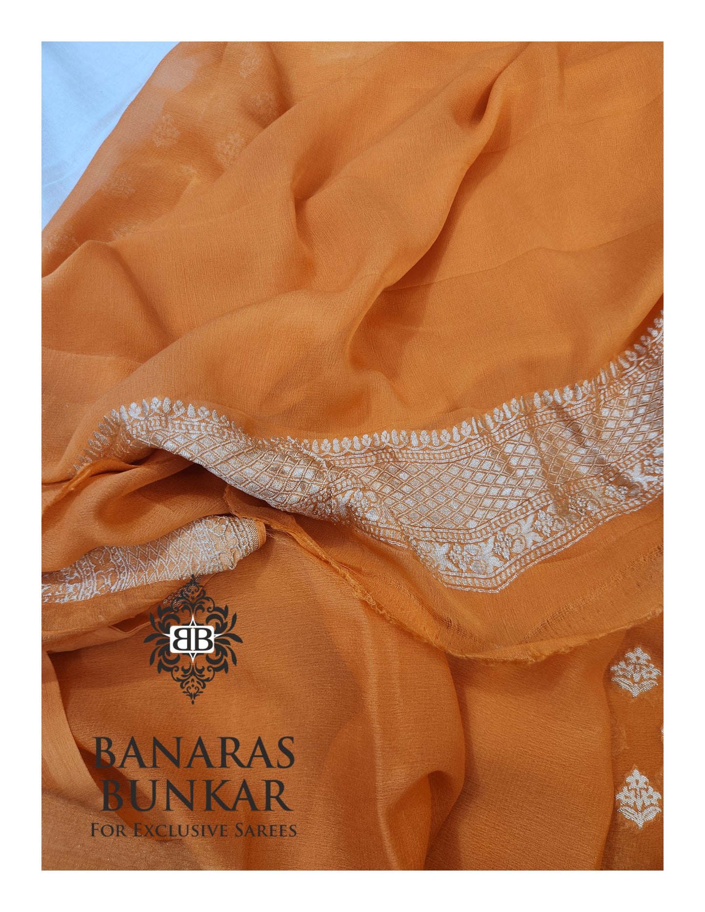 Banarasi Handloom Pure Khaddi Georgette Saree with Allover Buti & Water Zari Designer Pallu