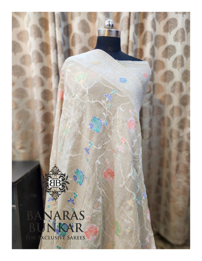 Banarasi Handloom Pure Khaddi Paithani Tussar Georgette Saree Weaving & Elegant Design