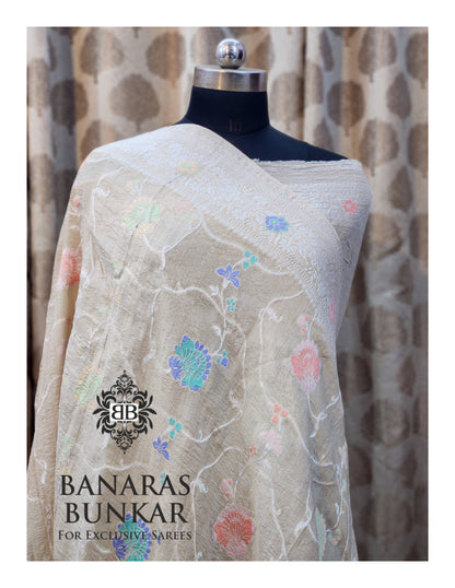 Banarasi Handloom Pure Khaddi Paithani Tussar Georgette Saree Weaving & Elegant Design