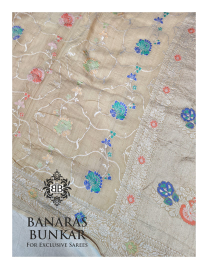 Banarasi Handloom Pure Khaddi Paithani Tussar Georgette Saree Weaving & Elegant Design