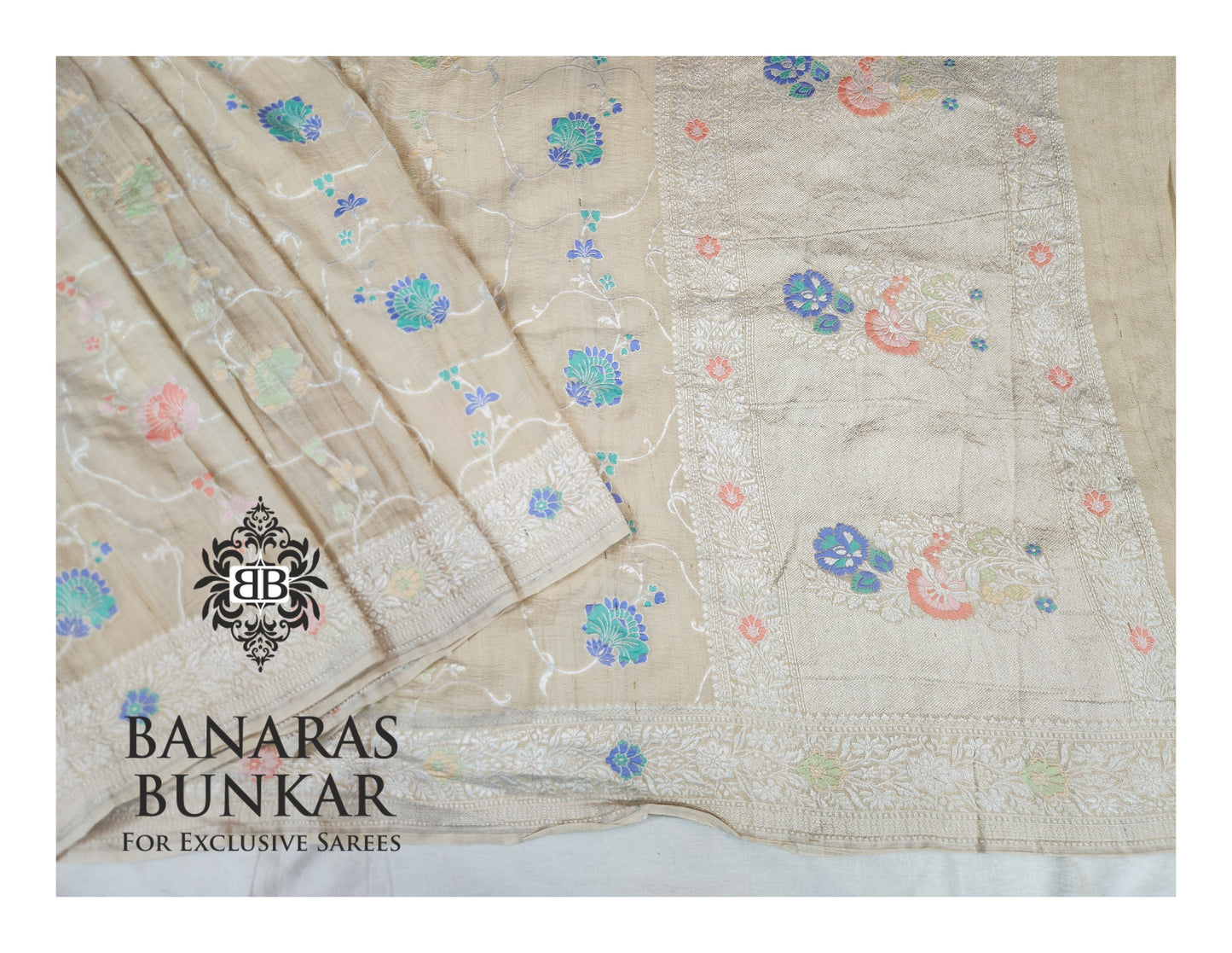 Banarasi Handloom Pure Khaddi Paithani Tussar Georgette Saree Weaving & Elegant Design
