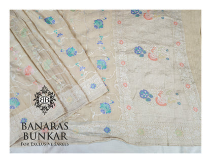 Banarasi Handloom Pure Khaddi Paithani Tussar Georgette Saree Weaving & Elegant Design