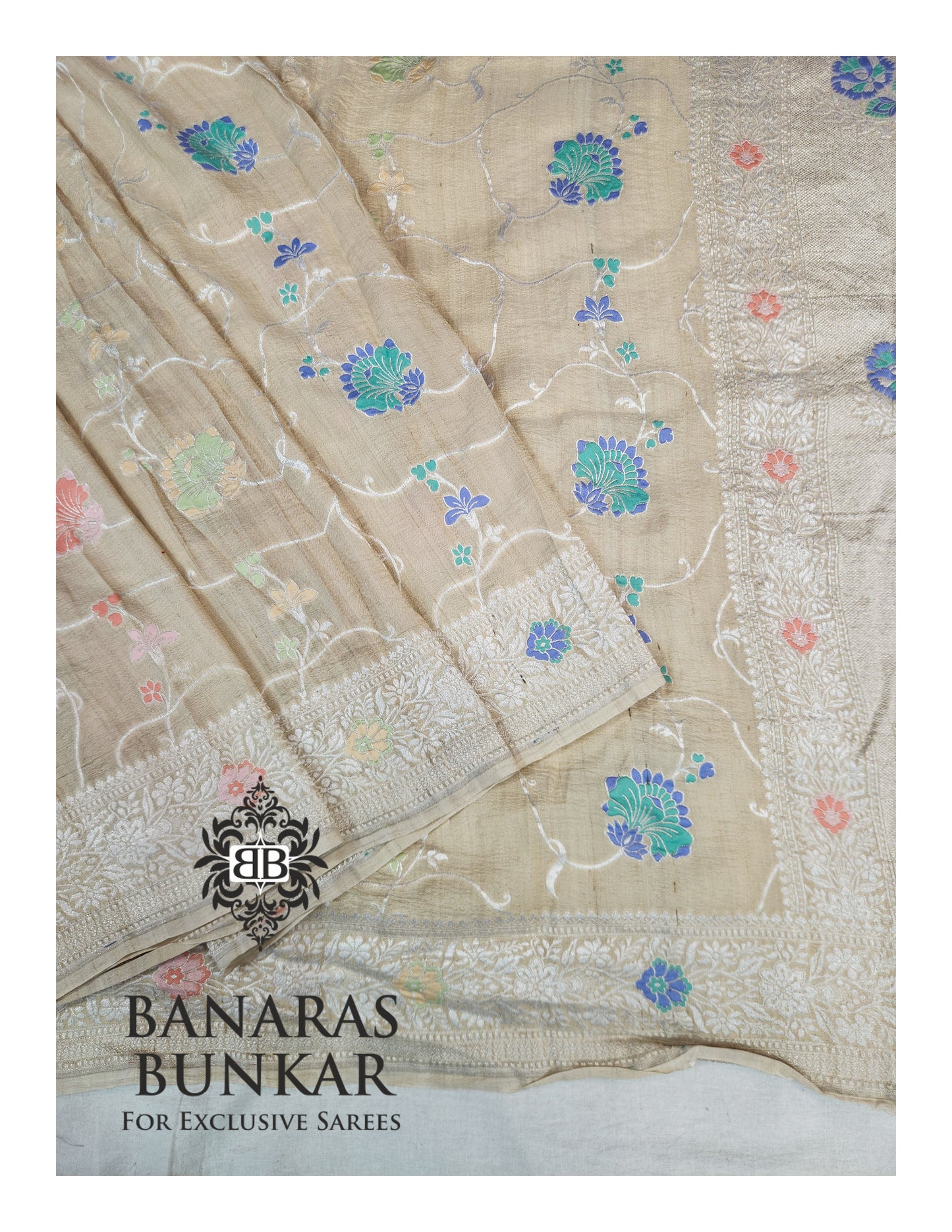 Banarasi Handloom Pure Khaddi Paithani Tussar Georgette Saree Weaving & Elegant Design