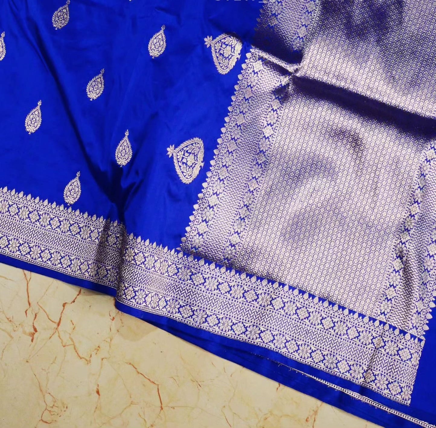 Banarasi handloom pure kadwa katan silk saree - royal blue