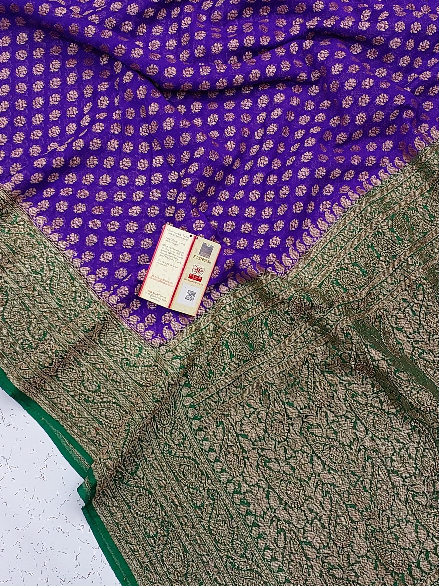 Banarasi Pure Khaddi Georgette silk saree- purple - green