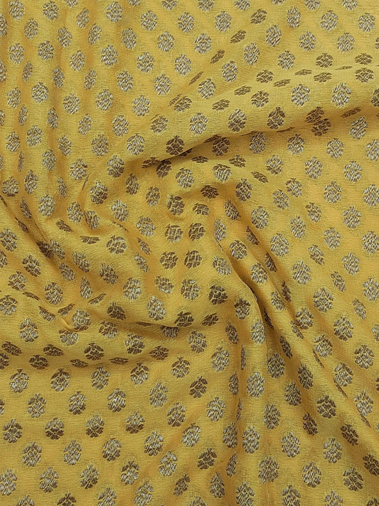 Banarasi Pure Khaddi Georgette silk saree- yellow - coffee