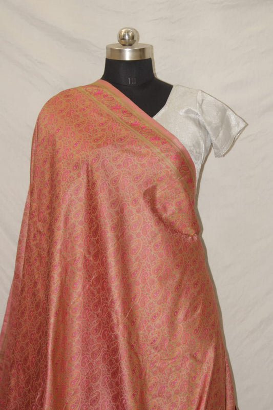 Banarasi Pure kaduwa kataan Tanchoi silk saree - Peach