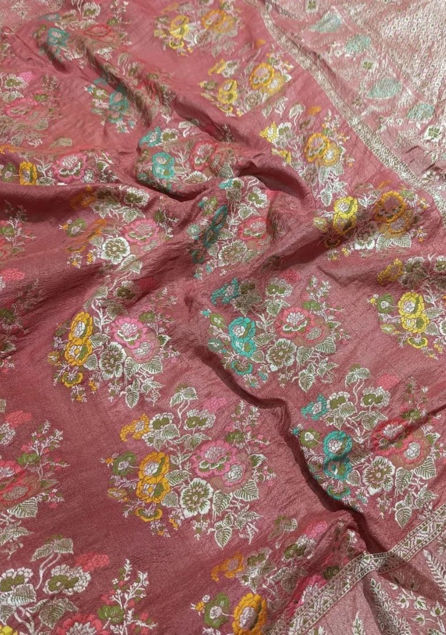 Banarasi Pure khaddi Tussar Georgette silk saree - Gajri