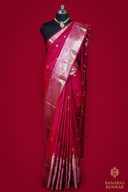 Banarasi Georgette silk saree cashew Nut Buti with skirt Border