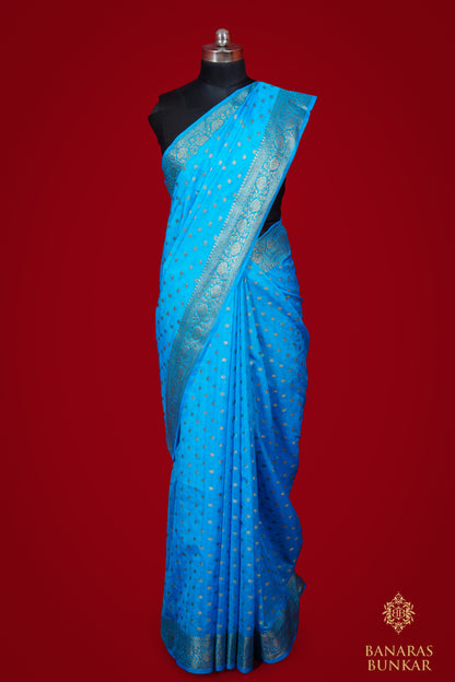 Banarasi Semi Georgette silk saree mini dollar Buti Pattern