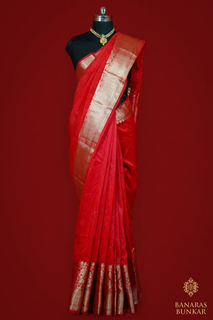 Banarasi Handloom Linen silk saree allover plane with skirt Border