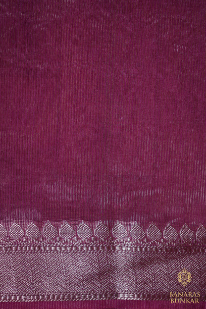 Banarasi Handloom Linen silk saree allover plane with skirt Border