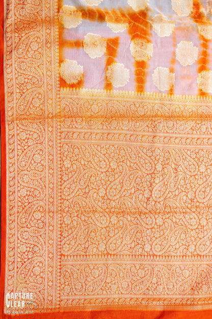 Banarasi Semi Shibori Georgette silk saree buta with Equal Border