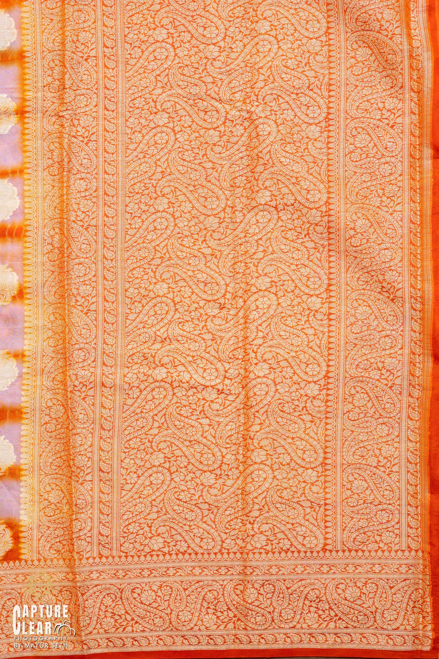 Banarasi Semi Shibori Georgette silk saree buta with Equal Border