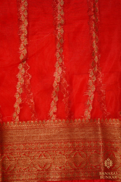 Banarasi Semi Georgette silk saree cashew Nut Buti with skirt Border