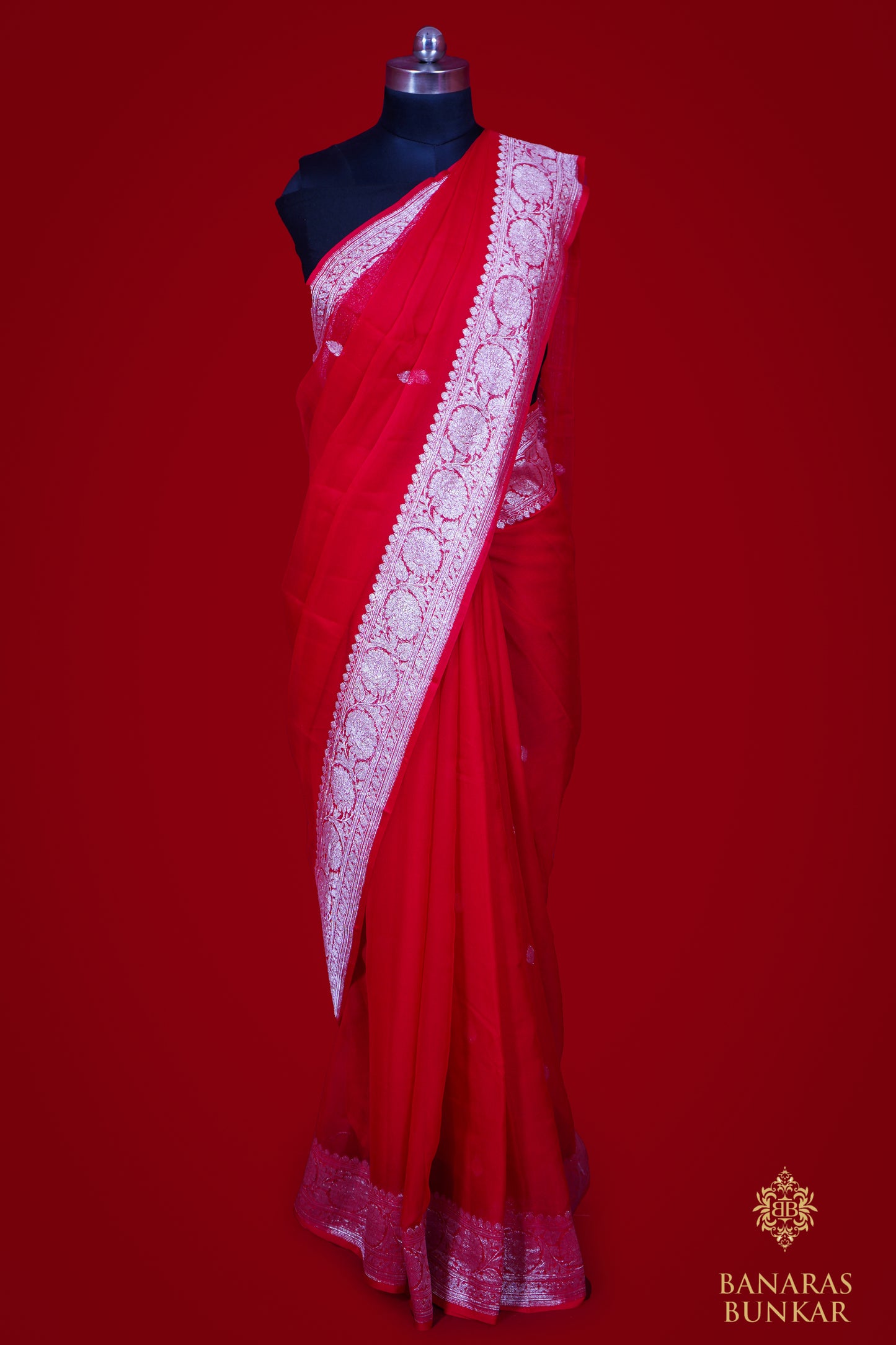 Banarasi Pure Georgette silk saree With Buti Pattern