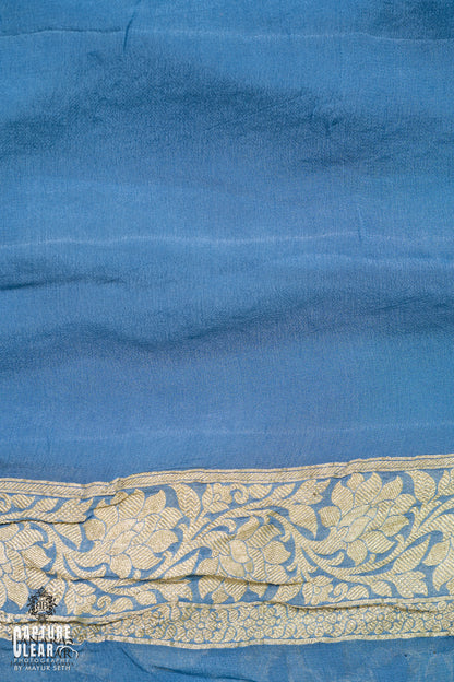 Banarasi Pure Khaddi Georgette silk saree Flower Jaal Pattern