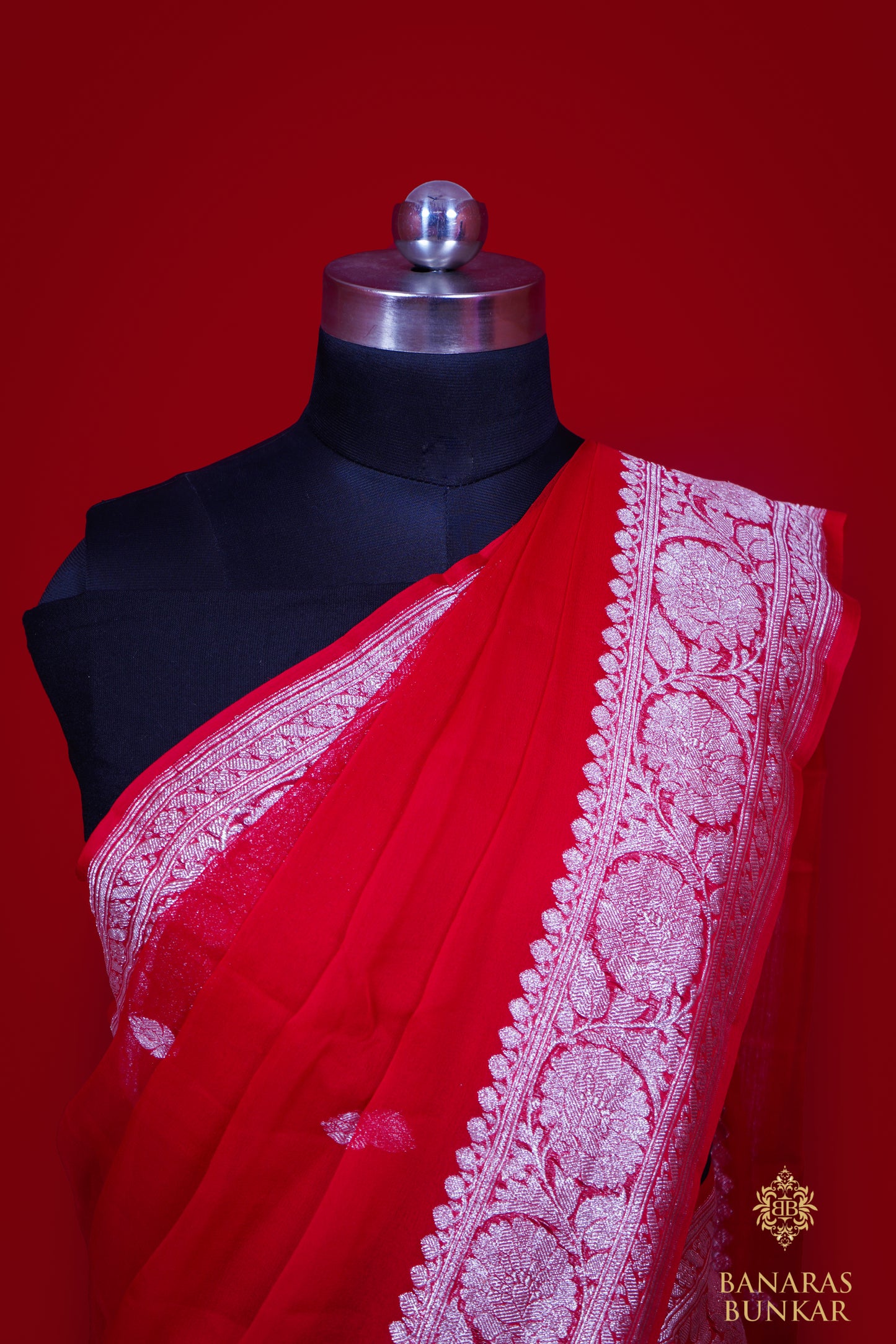 Banarasi Pure Georgette silk saree With Buti Pattern