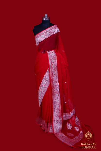 Banarasi Pure Georgette silk saree With Buti Pattern