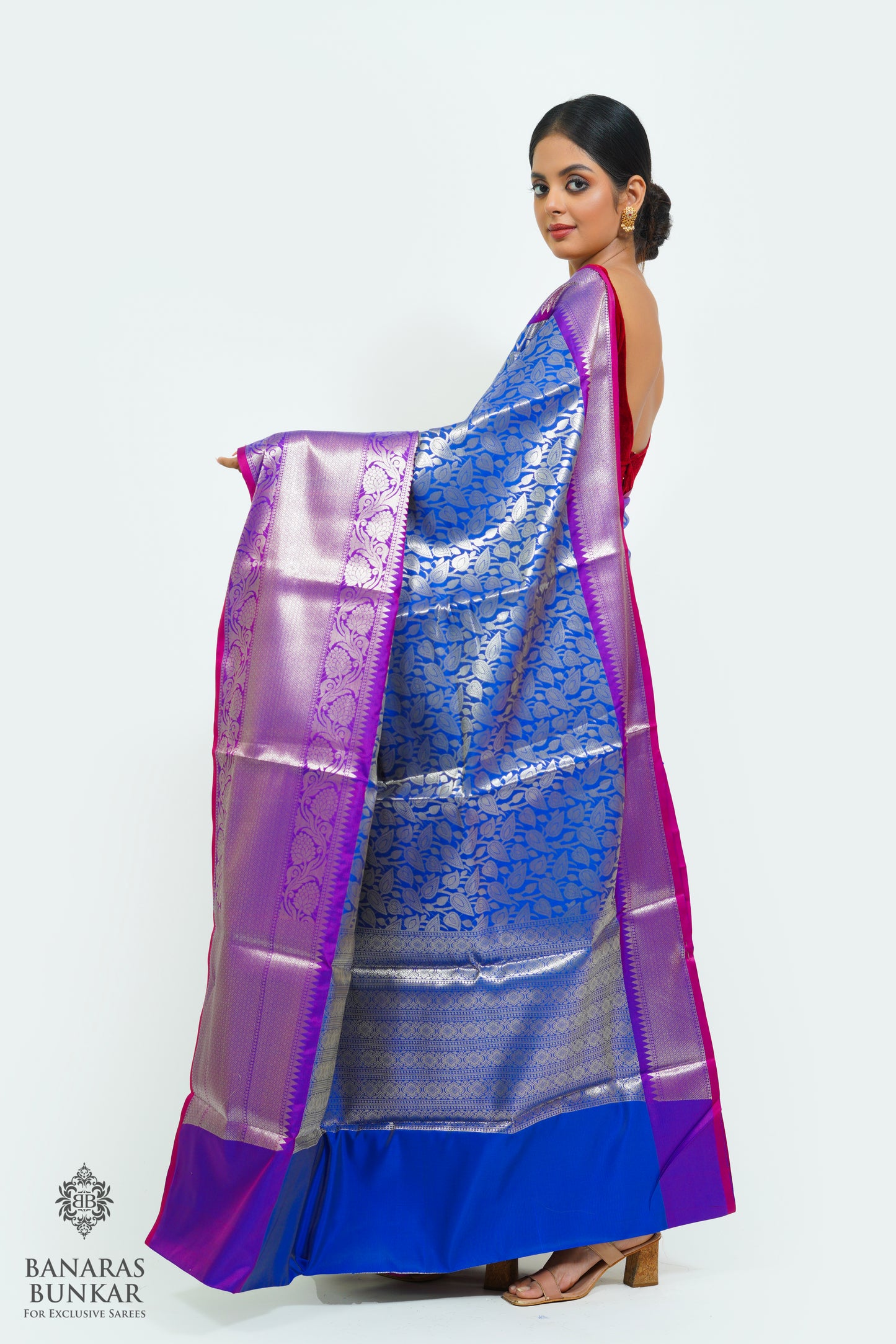 Banarasi handloom Tissue silk zari Brocade saree allover jaal design with skirt