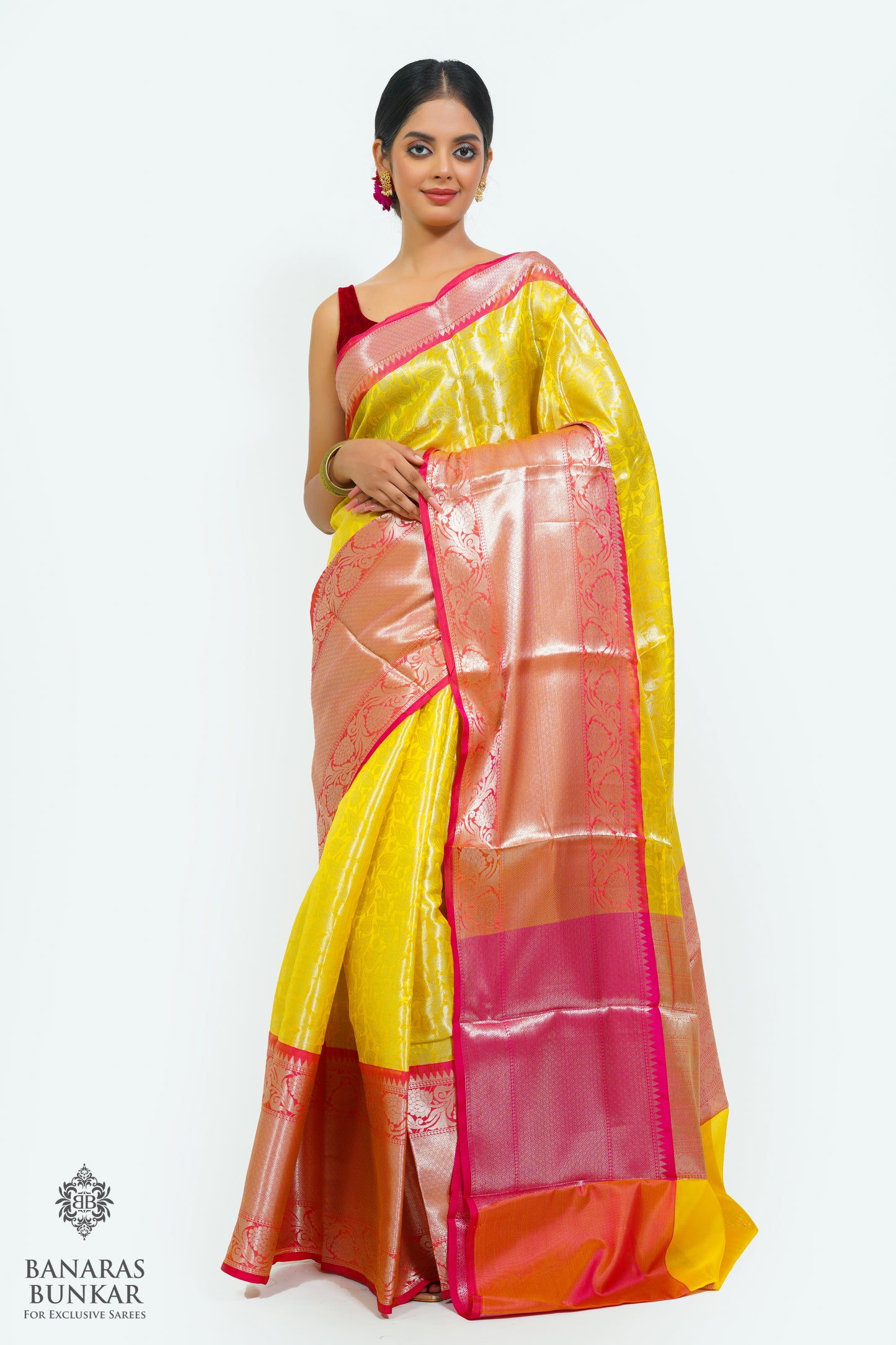 Banarasi Tissue silk zari Brocade saree allover jaal design with skirt