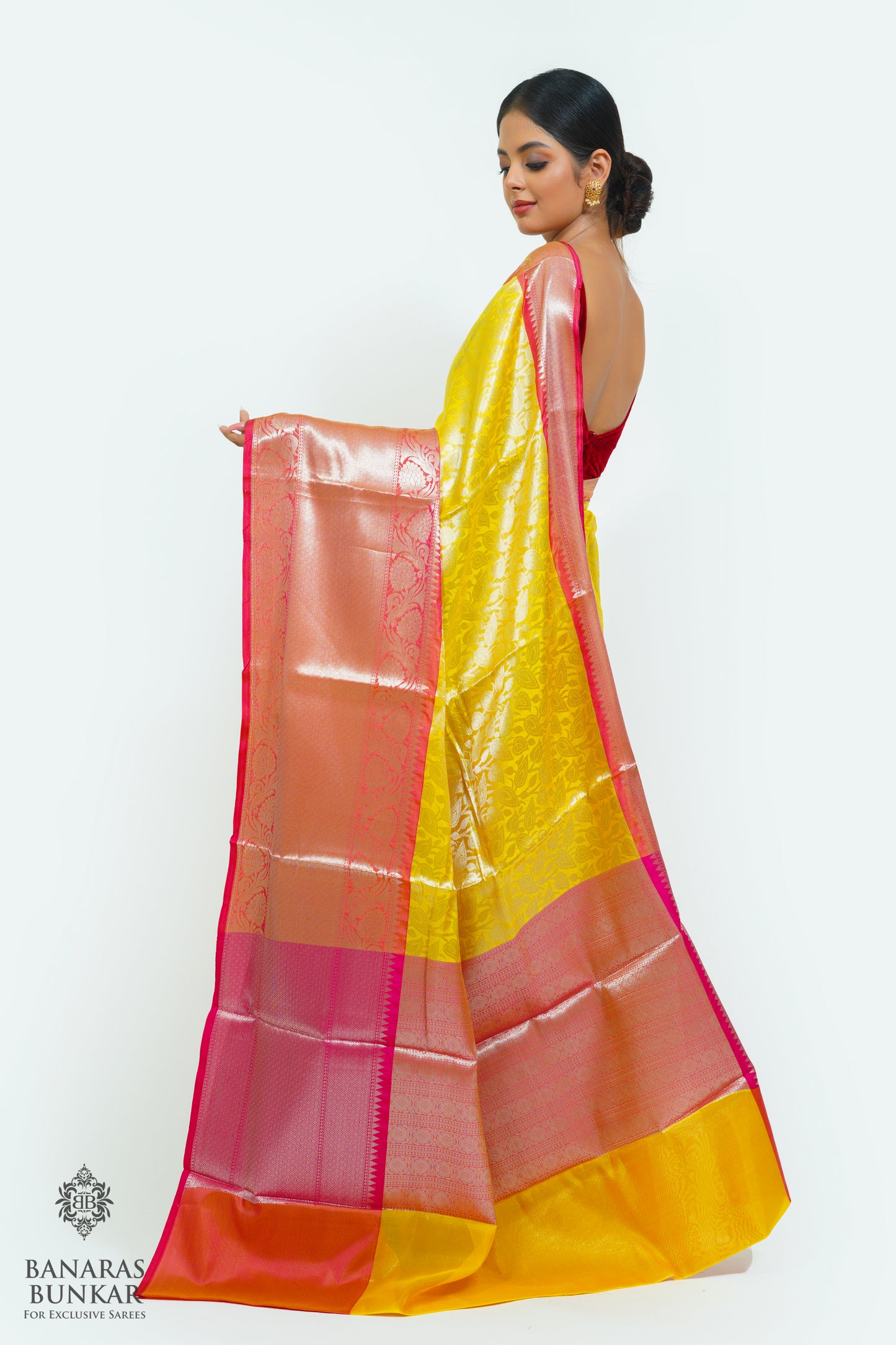 Banarasi Tissue silk zari Brocade saree allover jaal design with skirt