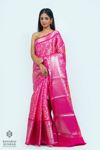 Banarasi Tissue silk zari Brocade saree allover jaal design with skirt