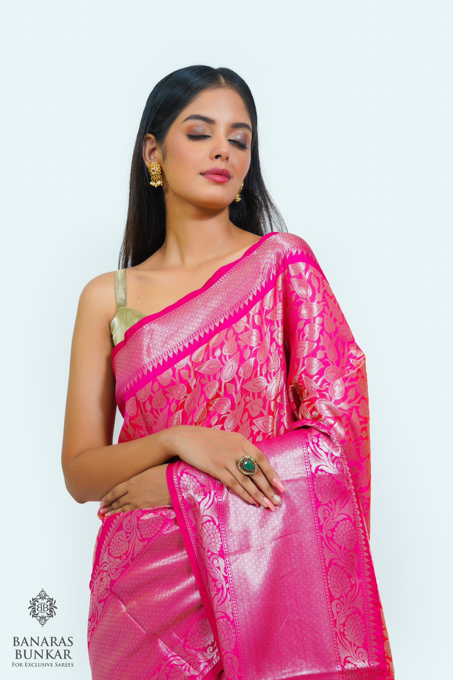 Banarasi Tissue silk zari Brocade saree allover jaal design with skirt