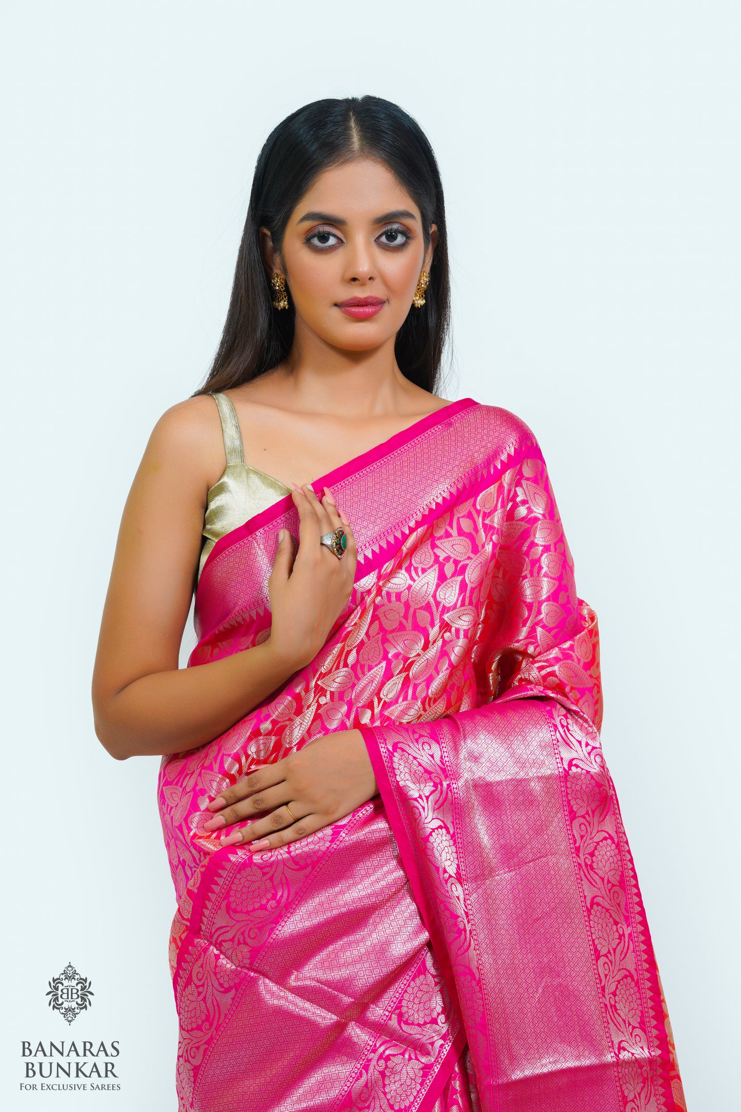 Banarasi Tissue silk zari Brocade saree allover jaal design with skirt