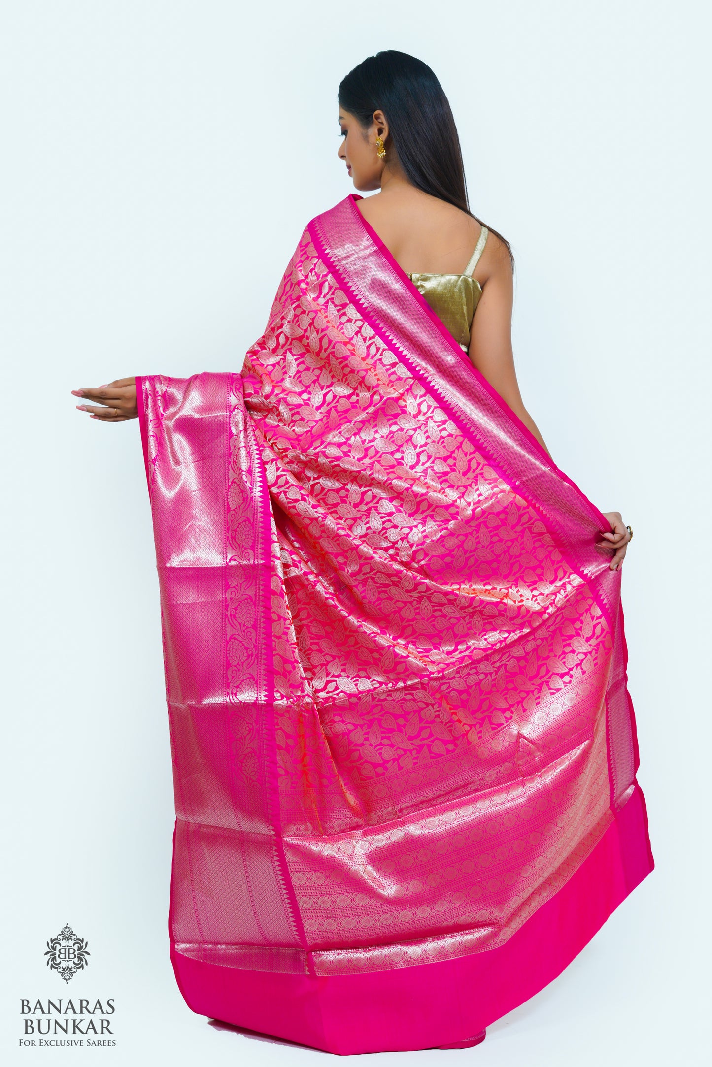 Banarasi Tissue silk zari Brocade saree allover jaal design with skirt