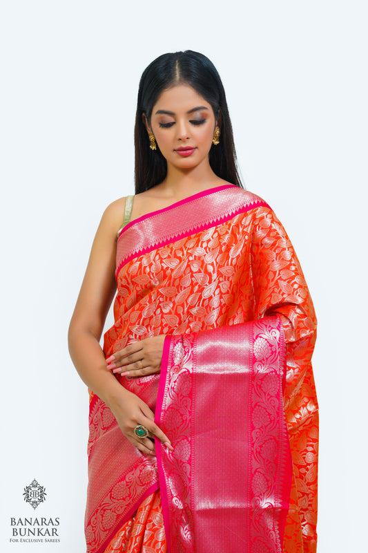 Banarasi Tissue silk zari Brocade saree allover jaal design with skirt