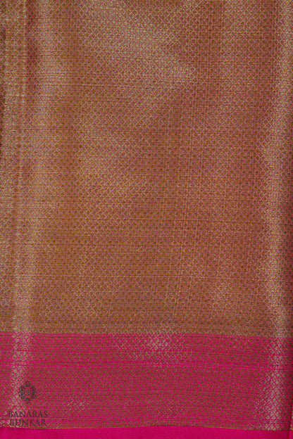 Banarasi cotton tissue silk saree allover zigzag design with contrast skirt Bord