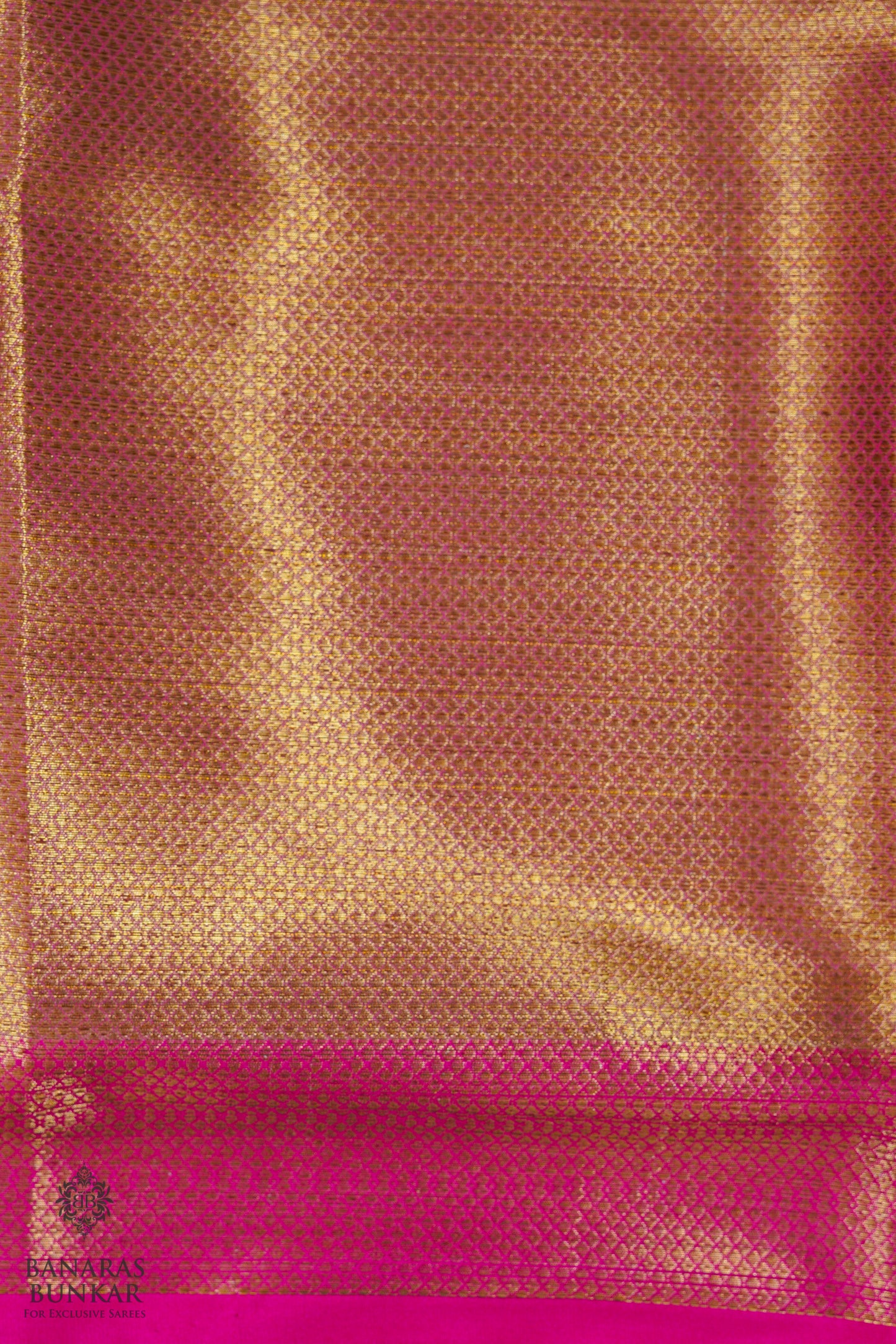 Banarasi cotton tissue silk saree allover zigzag design with contrast skirt Bord