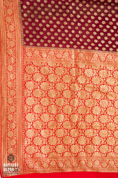 Banarasi Handloom Pure Khaddi Georgette silk saree Buti design weaved at Neem za